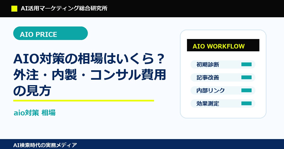 AIO対策の相場はいくら？外注・内製・コンサル費用の見方 アイキャッチ