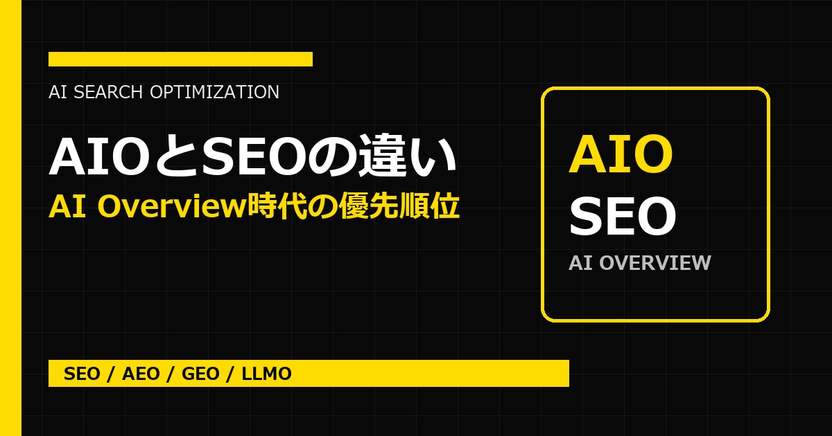 AIOとSEOの違い AI Overview時代の優先順位 アイキャッチ