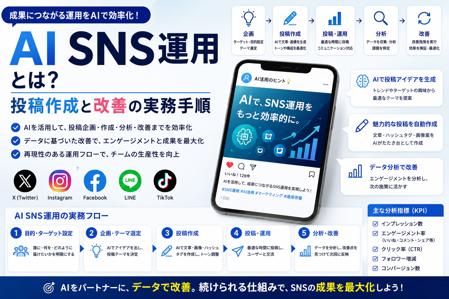 AI SNS運用とは？投稿作成と改善の実務手順のアイキャッチ