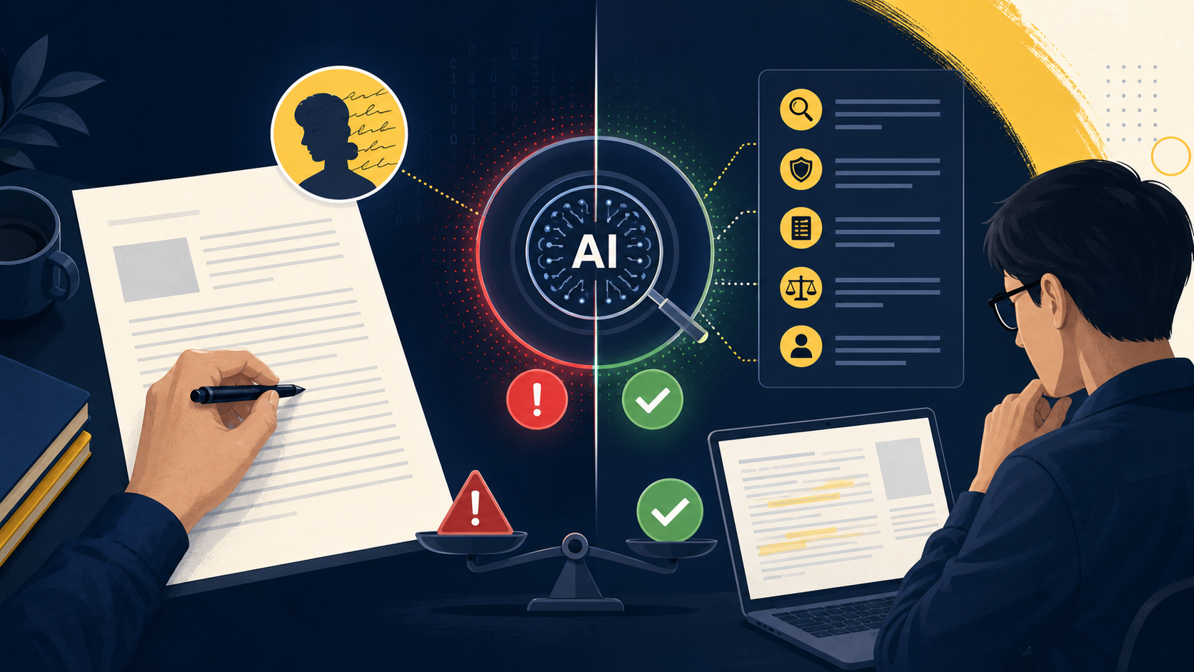 AIチェッカーで自分で書いた文章がAI判定される誤判定を確認する編集イメージ
