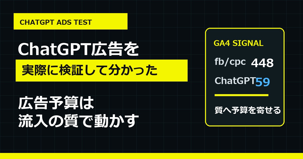 ChatGPT広告を実際に検証して分かった。広告予算は流入の質で動かす