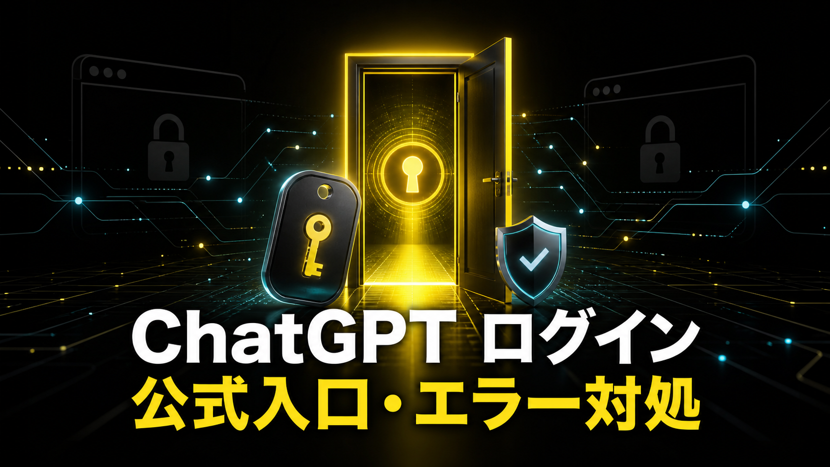 ChatGPTログインの公式入口とエラー対処を表すセキュリティ画像